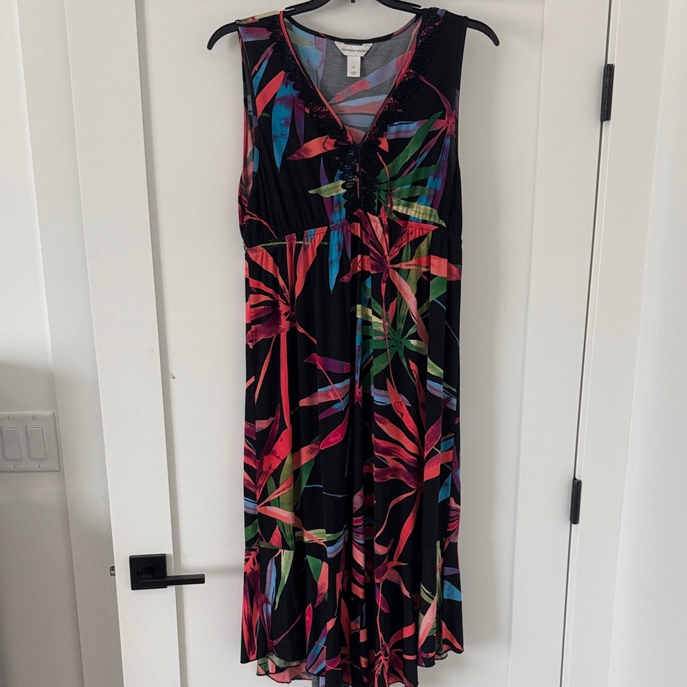 Sleeveless Black Floral Tropical Print Maxi Dress